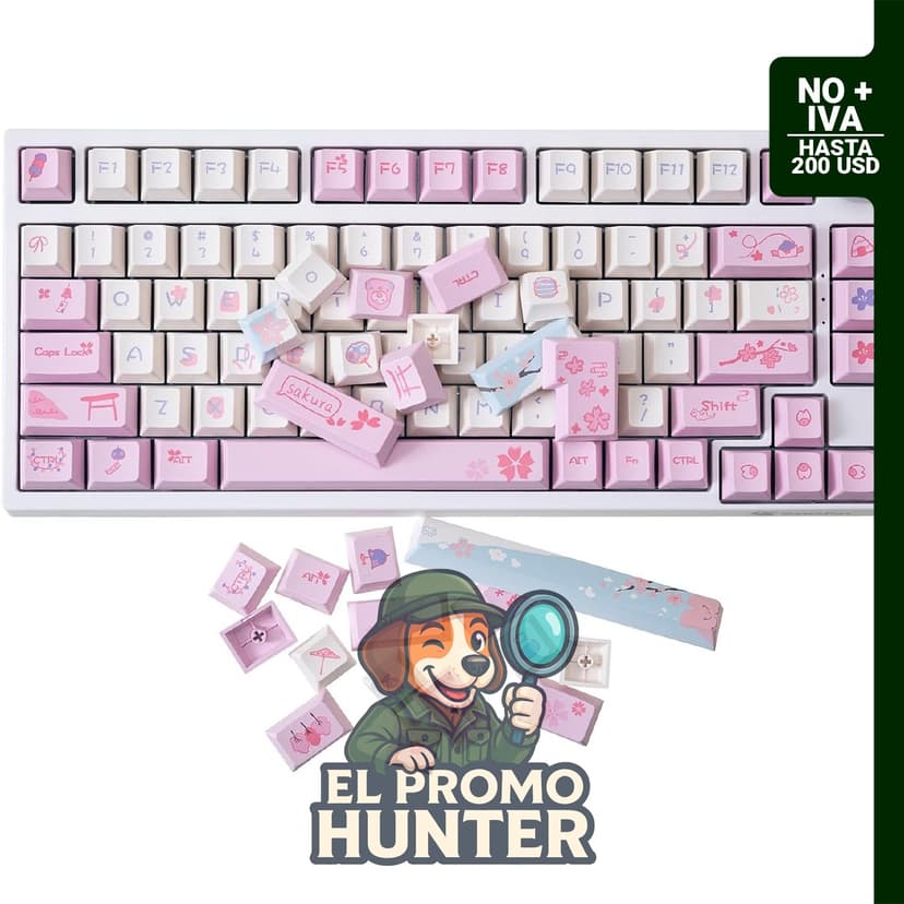 GK GAMAKAY Juego de teclas temáticas de flor de cerezo rosa, 133 llaves, perfil de cereza para teclado mecánico.