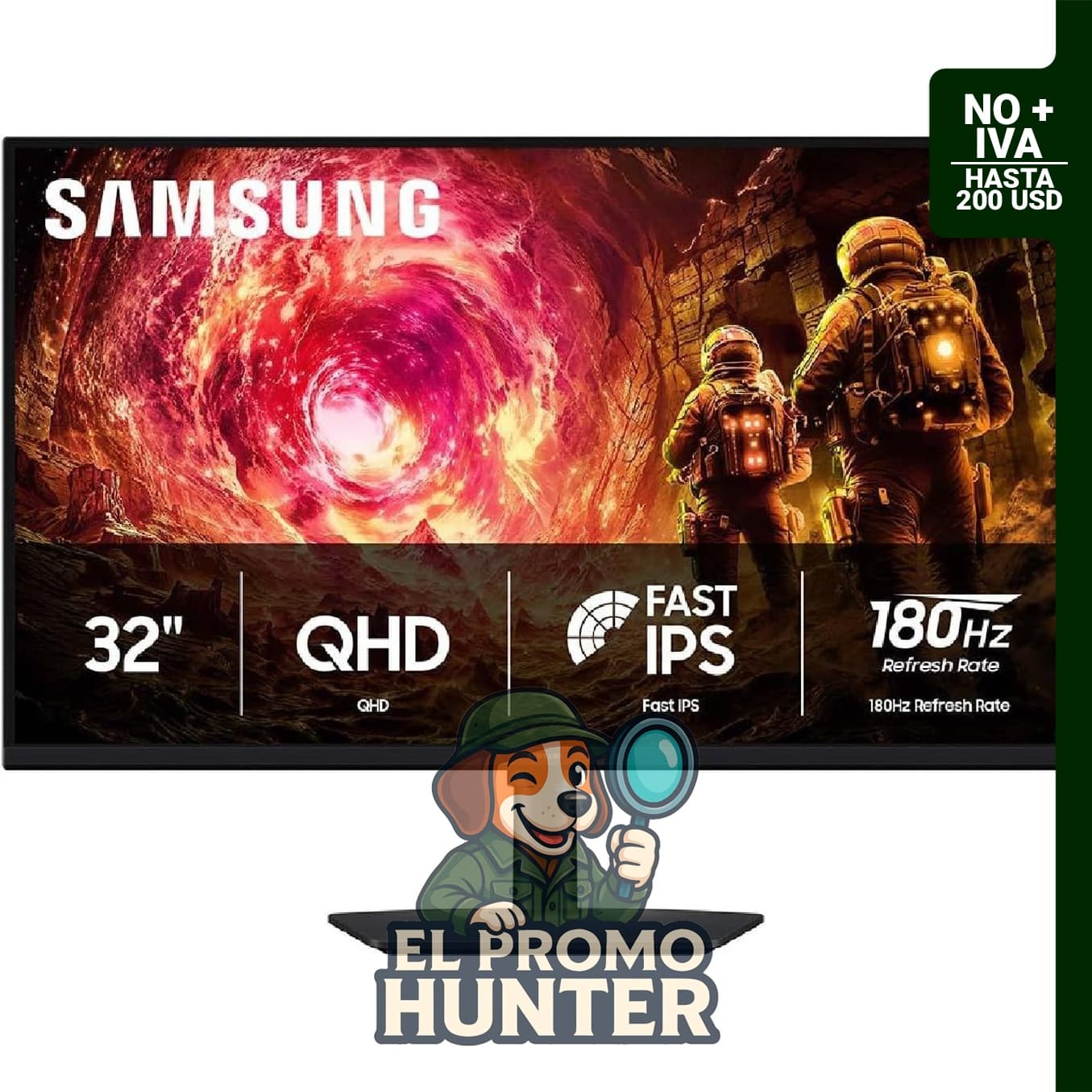 Monitor Samsung Odyssey G5 (G50F) de 32" QHD, 180Hz, panel IPS, HDR10, compatible con NVIDIA G-Sync y AMD FreeSync.