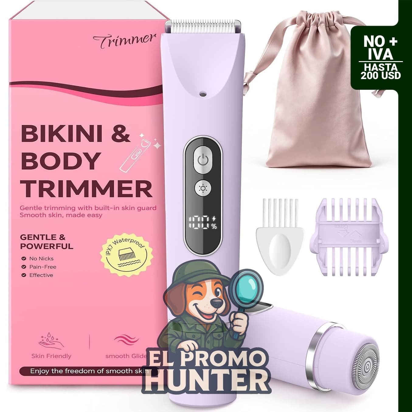 CoolHair Bikini Trimmer para Mujeres, afeitadora eléctrica suave IPX7, uso en seco y húmedo.