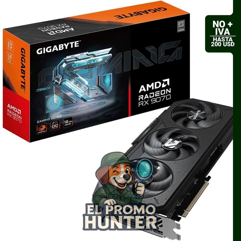 GIGABYTE Radeon RX 9070 Gaming OC, tarjeta gráfica de 16 GB GDDR6.