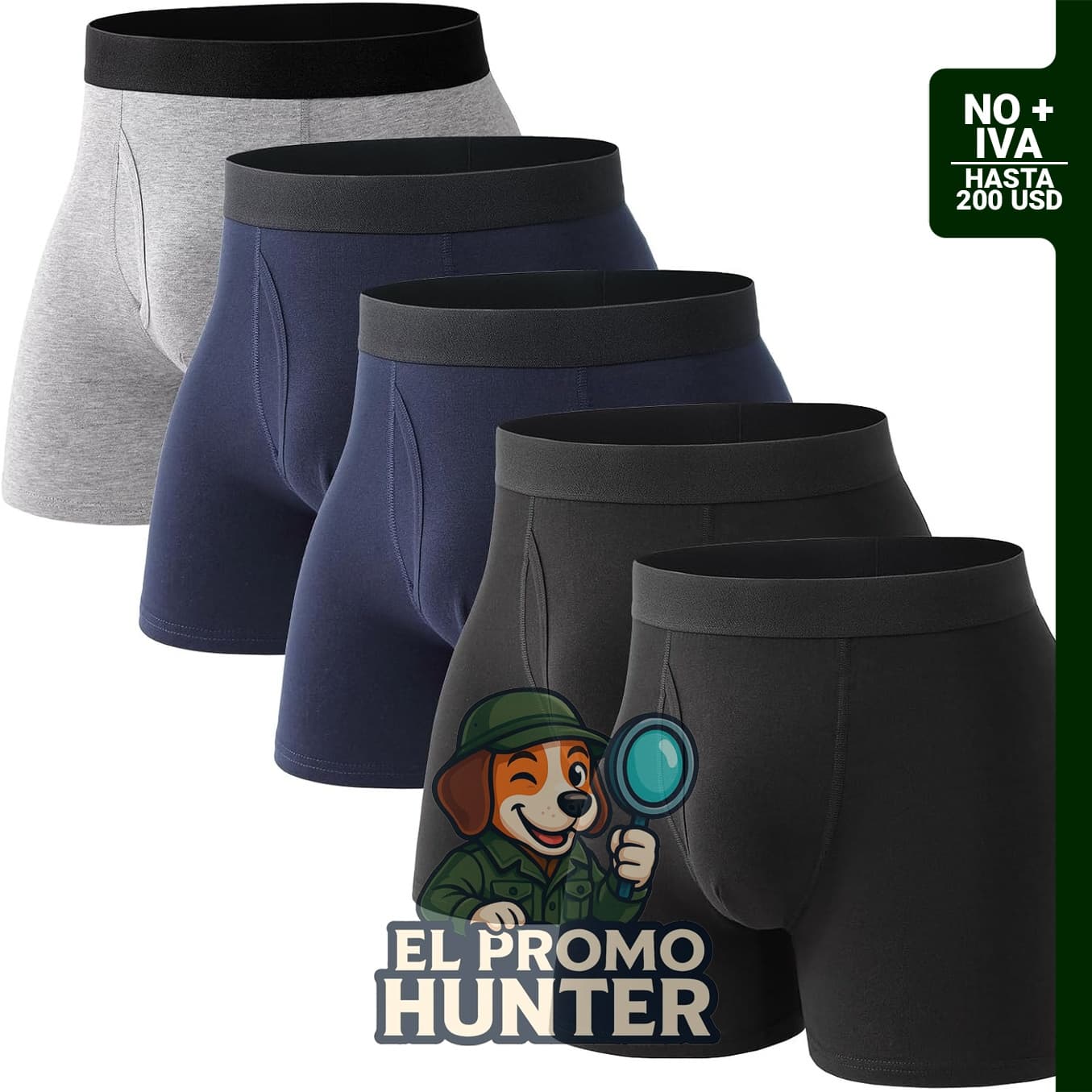 Paquete de calzoncillos tipo bóxer para hombre, de algodón transpirable que absorbe la humedad.