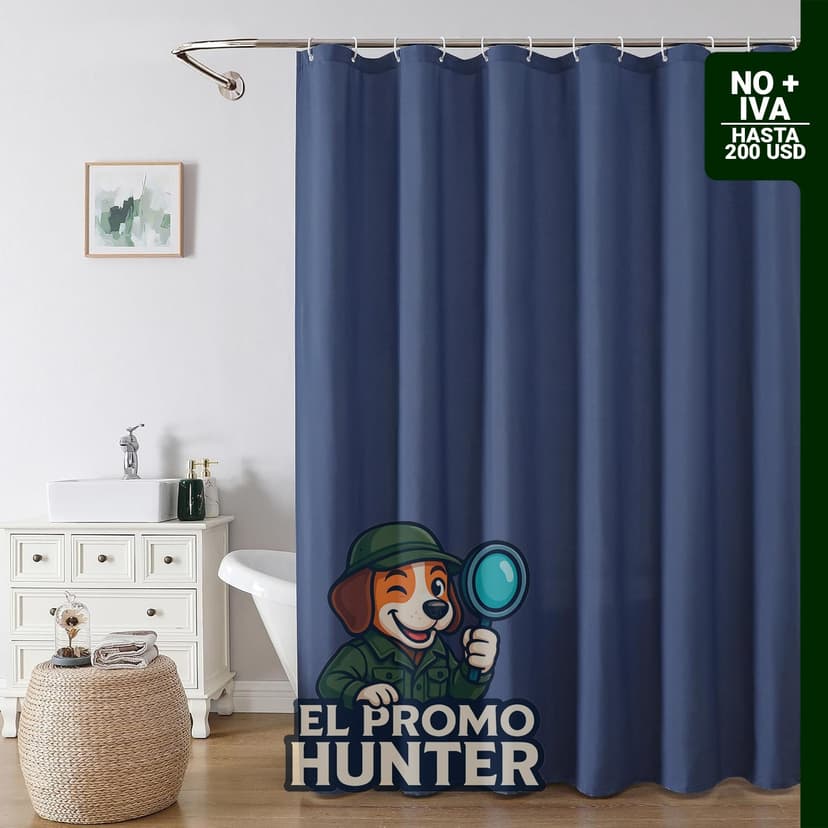 OVZME Zora - Juego de cortina de ducha de 198 cm con 12 ganchos de plástico, resistente al agua y lavable a máquina.
