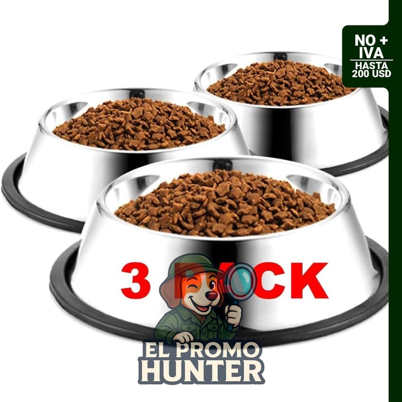 Cuencos de acero inoxidable WEDAWN para perros y gatos, capacidad de 1.5 tazas (12 oz), con base de goma.