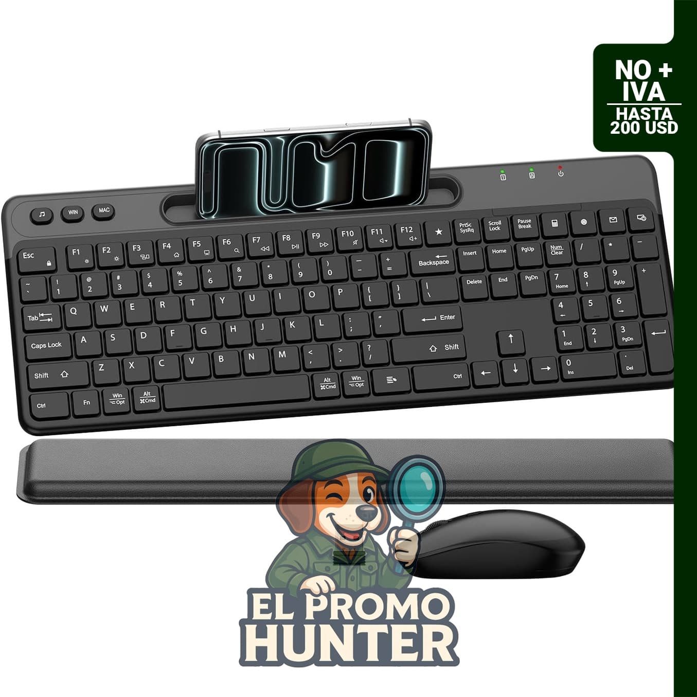 Combo de teclado y mouse inalámbricos con teclas silenciosas y diseño ergonómico.