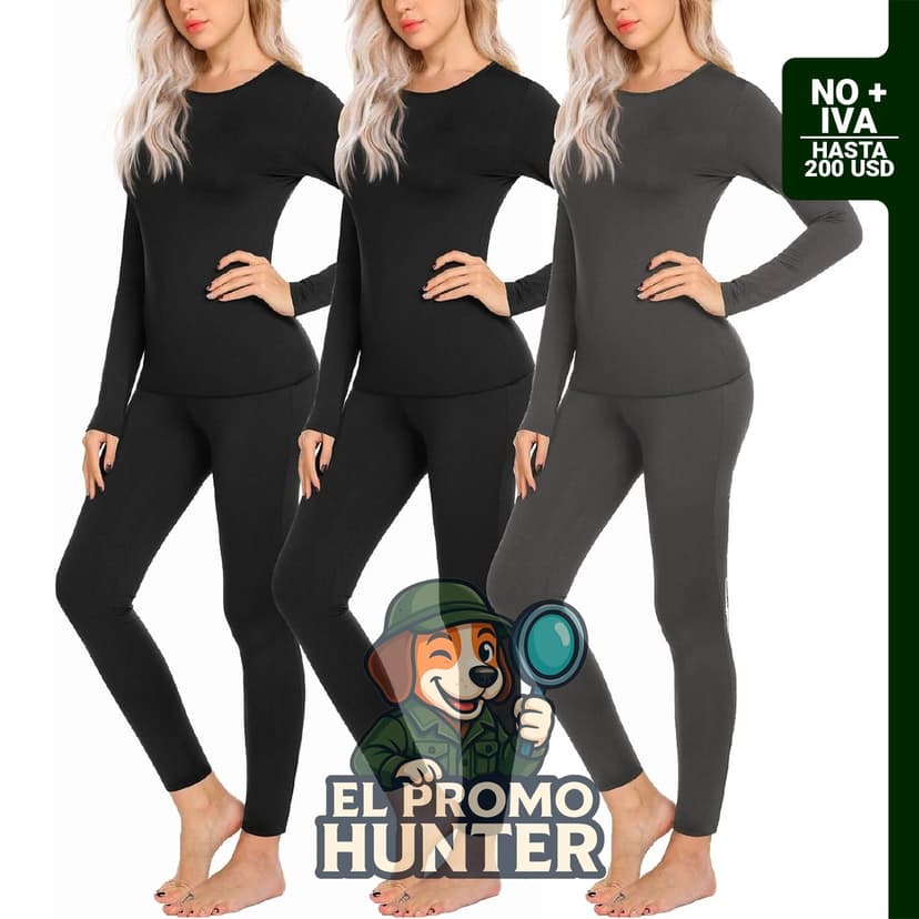 Ekouaer Ropa Interior Térmica para Mujeres, conjunto de calzoncillos largos, 2 piezas.