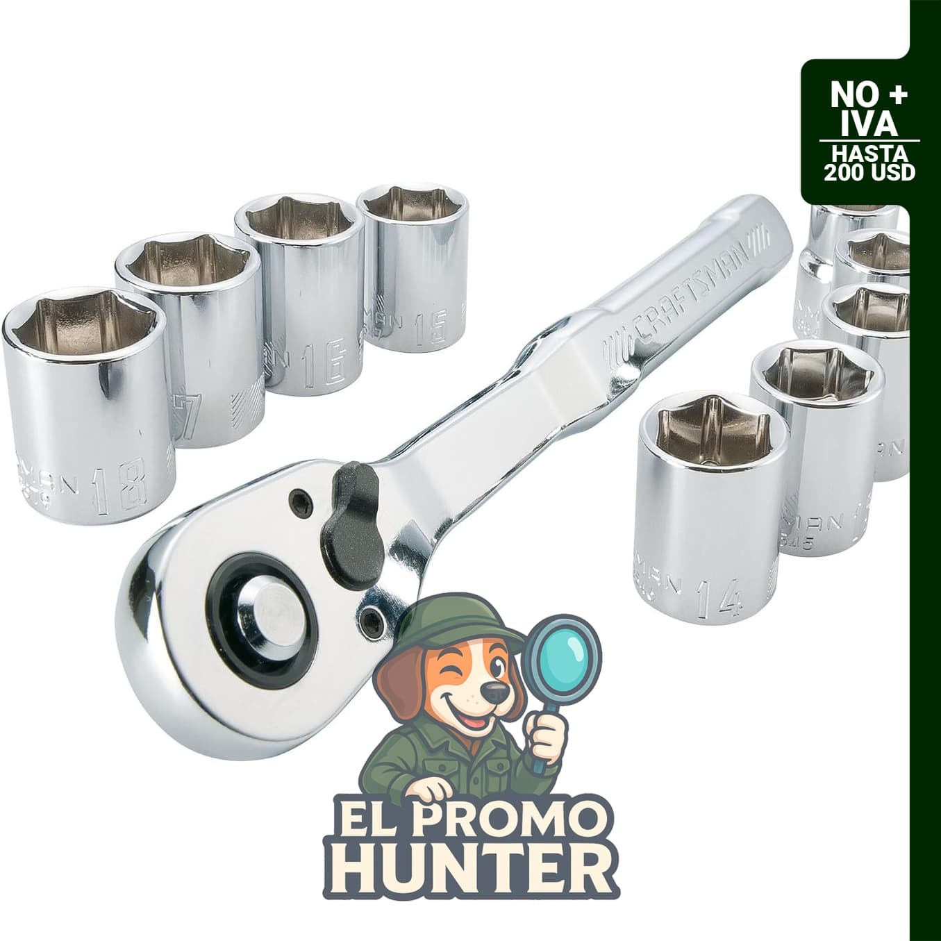 CRAFTSMAN CMMT34564 - Juego de herramientas mecánicas métrico de 10 piezas con transmisión de 3/8".