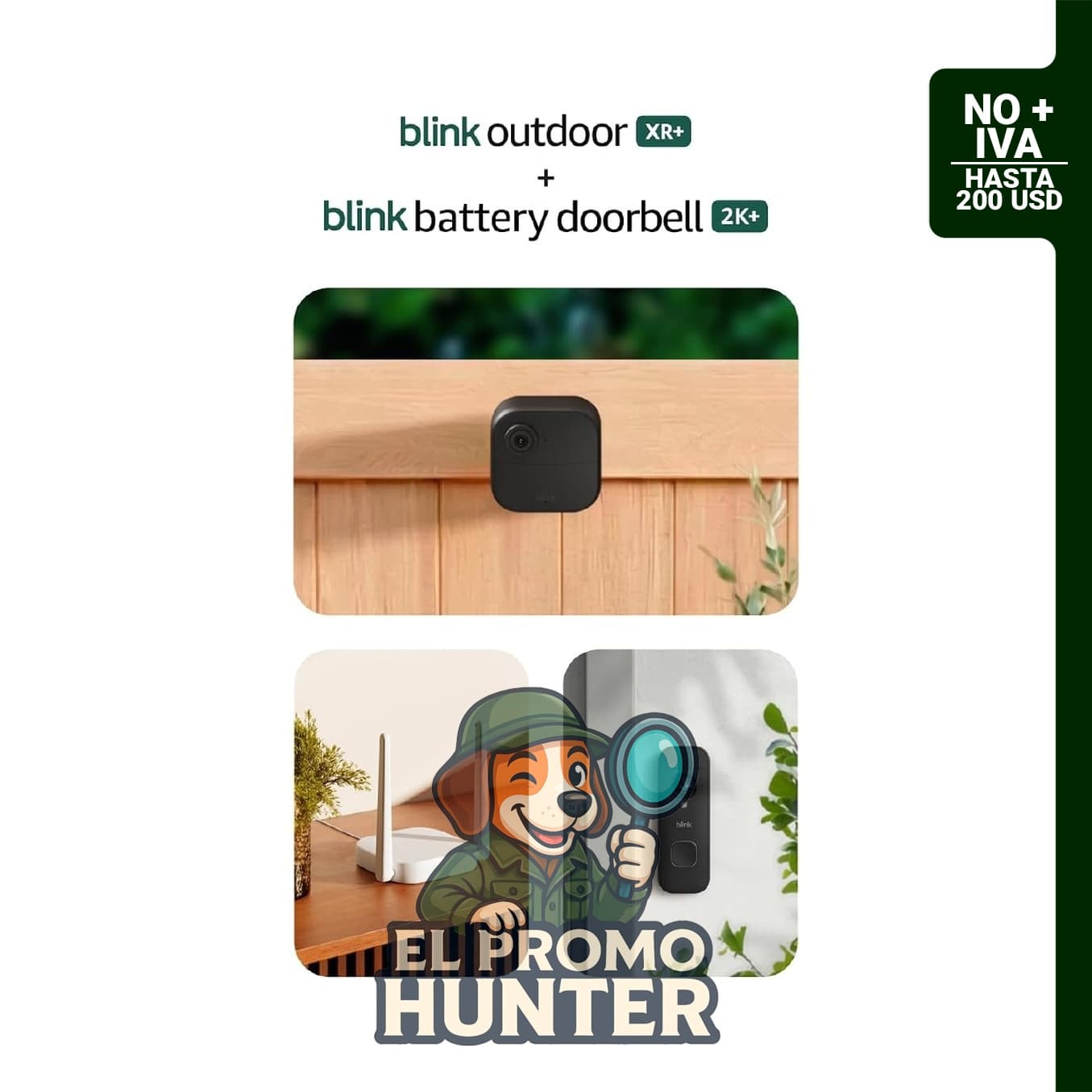 Videotimbre inalámbrico Blink Outdoor XR+ 2K+ con cámara exterior y módulo de sincronización XR+.
