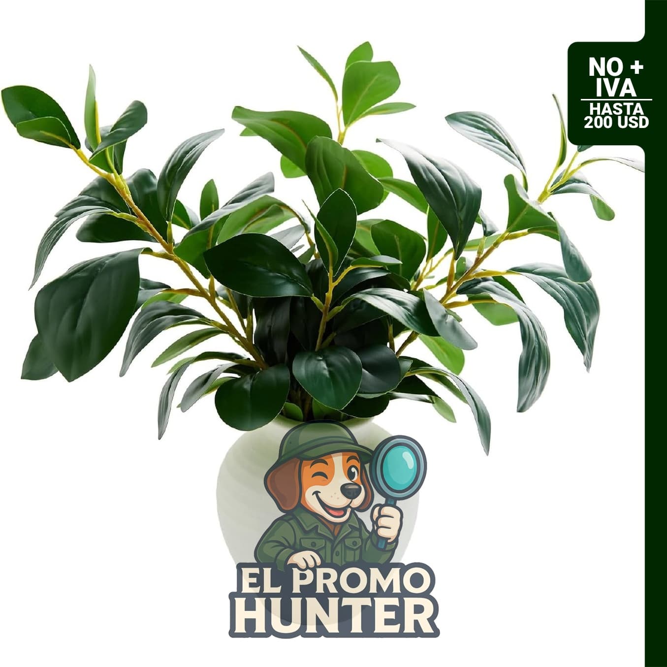 Ramas de Ficus de hoja ancha de 40.6 cm con decoración.