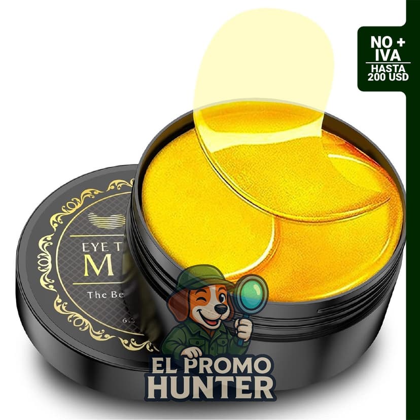 Parches de Oro de 24 Quilates para debajo de los ojos, paquete de 60 unidades, con colágeno y ácido hialurónico.