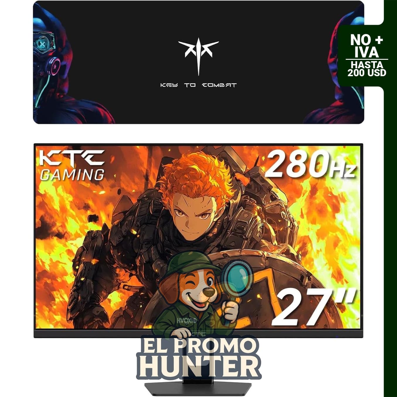KTC Monitor FHD de 27" (69 cm) con frecuencia de 280Hz y alfombrilla de mouse grande.