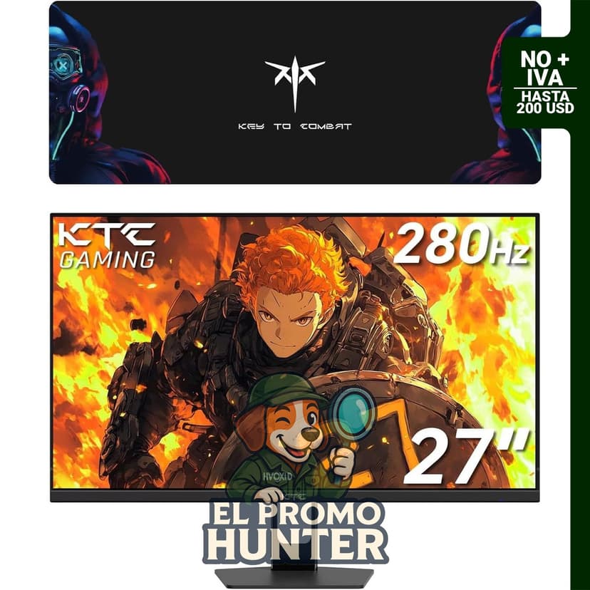 KTC Monitor FHD de 27" (69 cm) con frecuencia de 280Hz y alfombrilla de mouse grande.
