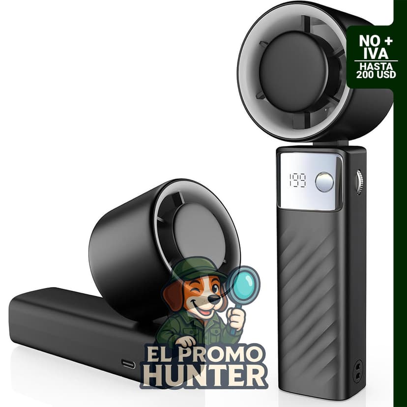 YOSHENMO Ventilador turbo portátil de mano, mini ventilador plegable con tecnología Air Turbo, ajuste de velocidad de 1 a 199, tiempo de funcionamiento de 20 horas, pantalla LED, funciona con batería.