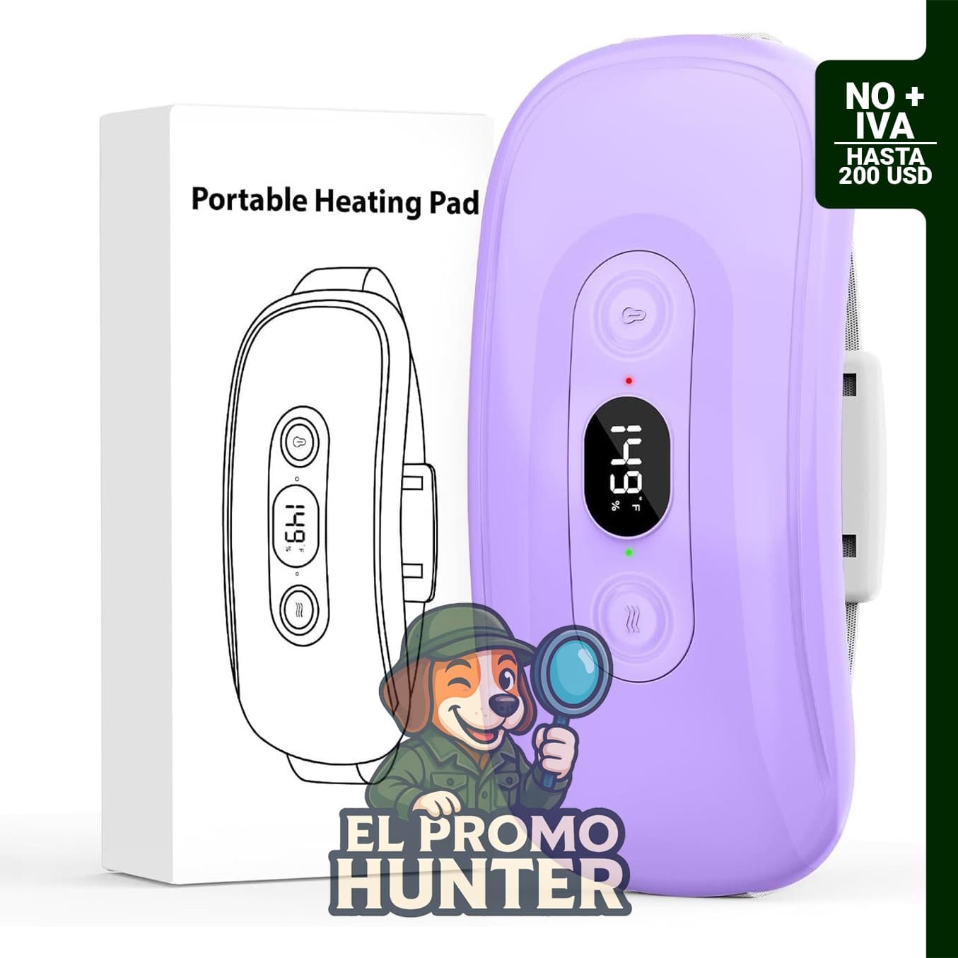 Glyduny Almohadilla Térmica Portátil y Recargable, sin Cables.