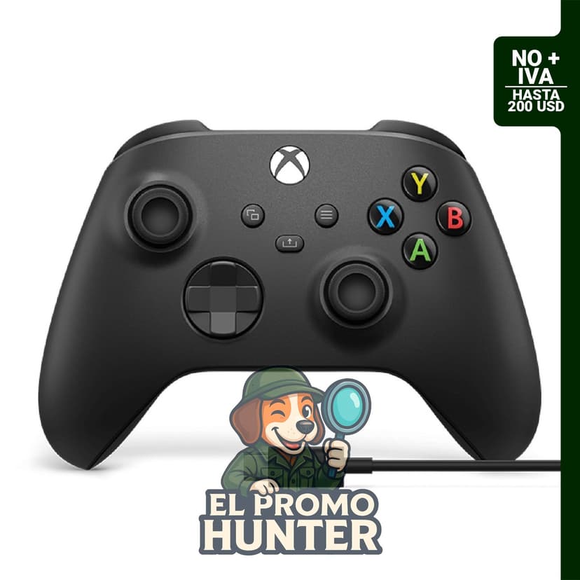 Controlador Inalámbrico Xbox + Cable USB-C® (2025) – Carbon Black, compatible con Xbox, Windows, Android, iOS, FireTV, Smart TVs y VR.