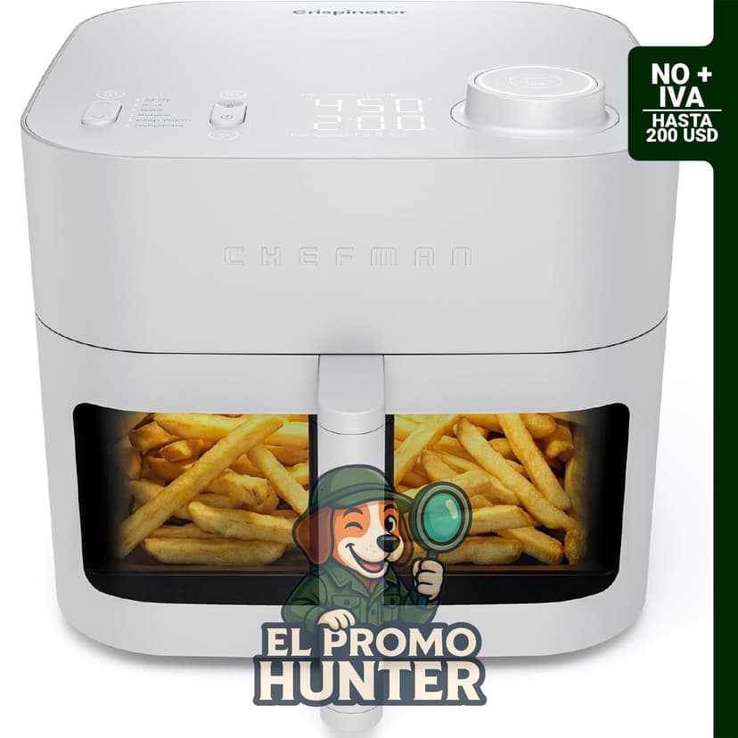 Chefman Crispinator - Freidora de aire 6 en 1, capacidad de 8 cuartos (7.6 L), temperatura máxima de 232 °C.