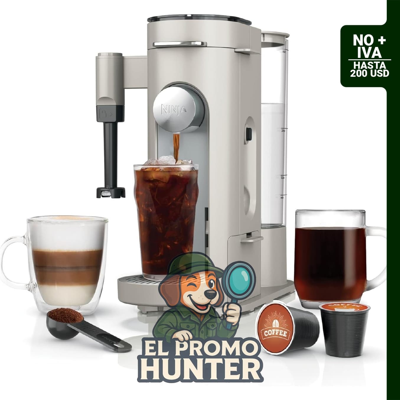 Ninja Pod & Grounds - Cafetera de una sola porción, compatible con cápsulas K-Cup y café molido, depósito de 56 oz.