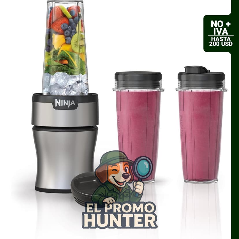 Ninja BN301 Nutri-Blender Plus, licuadora personal compacta con motor de 900 W, incluye 3 tazas de 20 oz y 2 tapas.