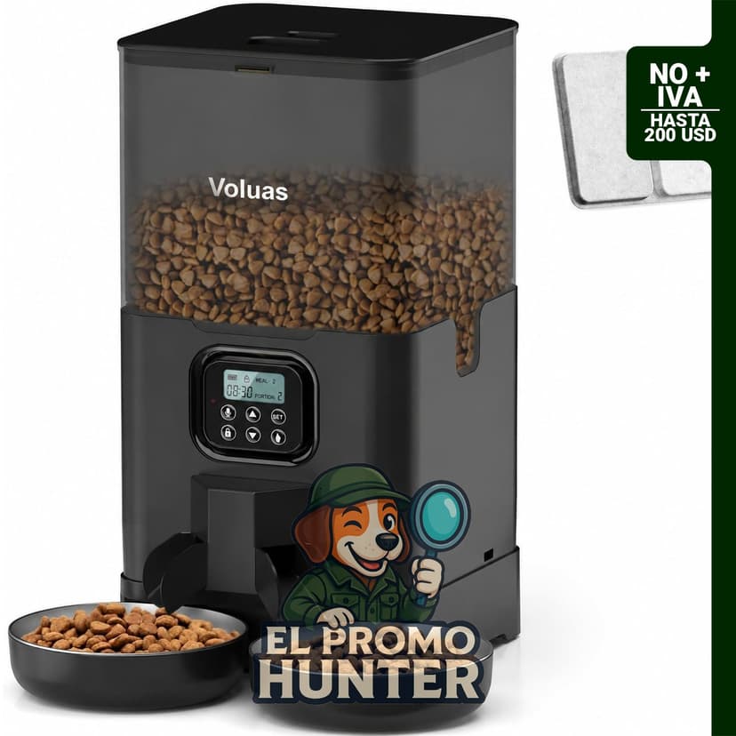 VOLUAS Comedero automático para gatos, diseñado para alimentar hasta dos gatos.