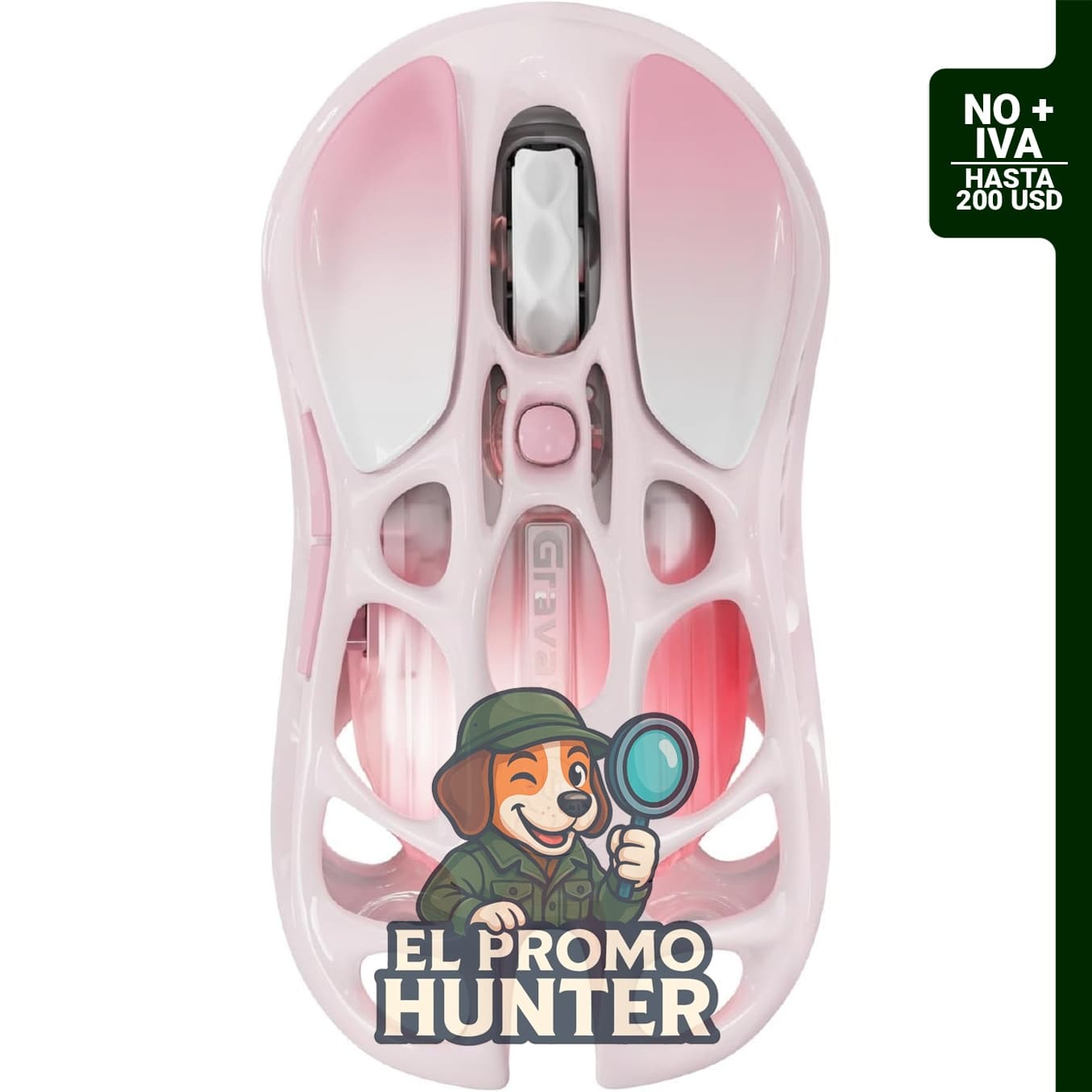 GravaStar Mercury M1 Pro - Mouse inalámbrico para juegos con sensor PAW3395DM, 26,000 DPI, 5 botones programables.