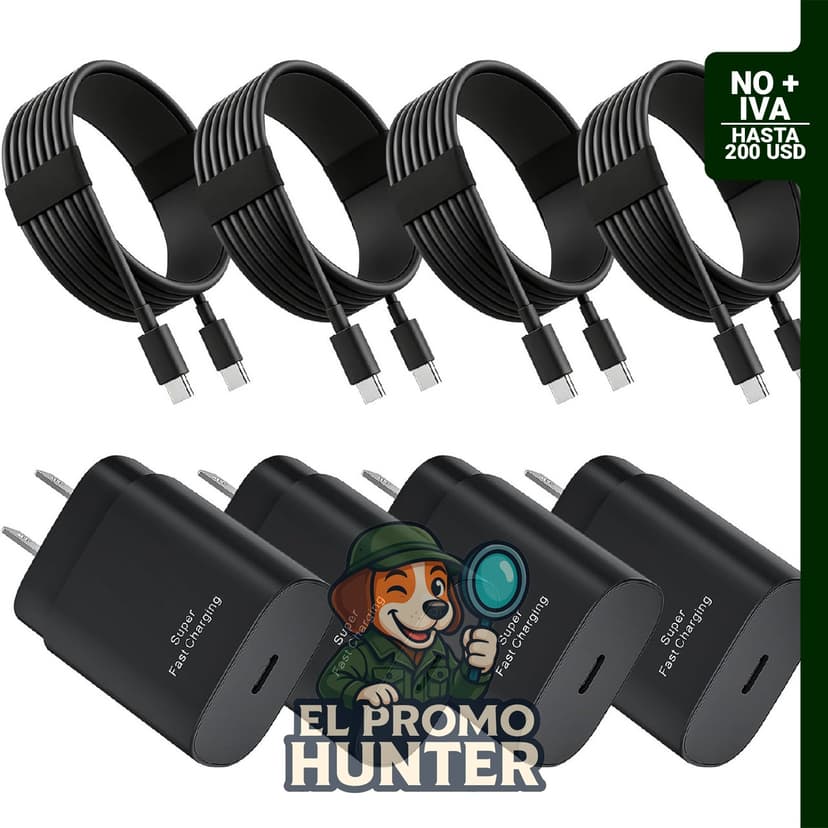 Cargador USB C de 25W para Samsung, paquete de 4.