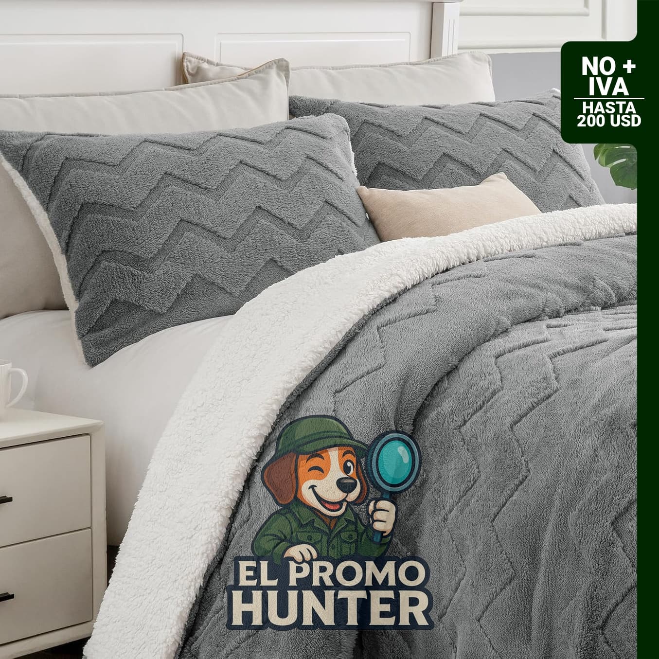 BEDELITE Juego de edredón de sherpa gris, incluye edredón y fundas de almohada.