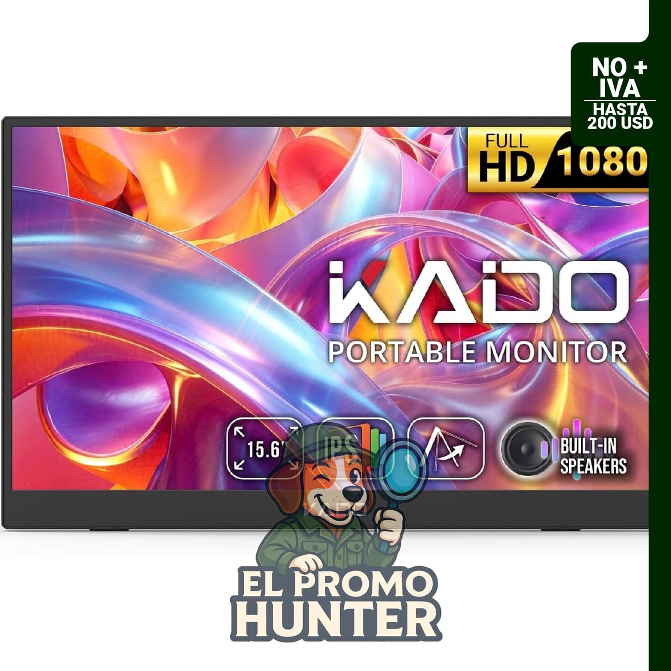 Kado 15,6" (40 cm) 1080p FHD monitor portátil para laptop.