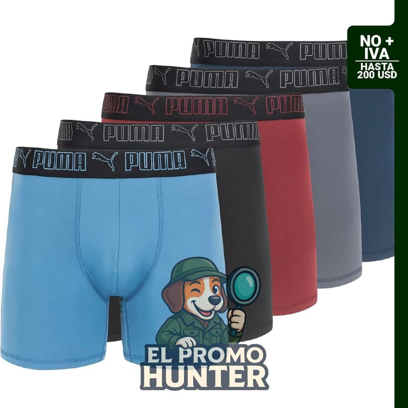 PUMA Paquete de 5 calzoncillos tipo bóxer Performance para hombre.