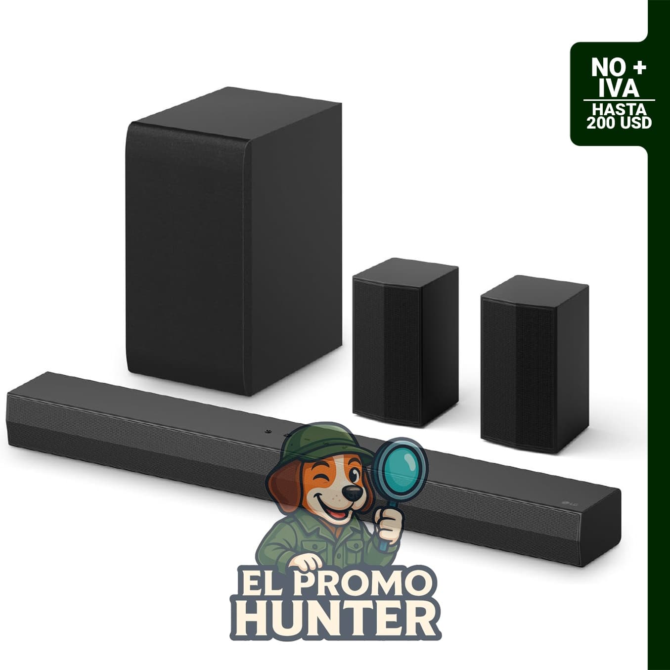 LG S40TR - Barra de sonido de cine en casa 4.1 canales con altavoces envolventes y subwoofer inalámbrico.