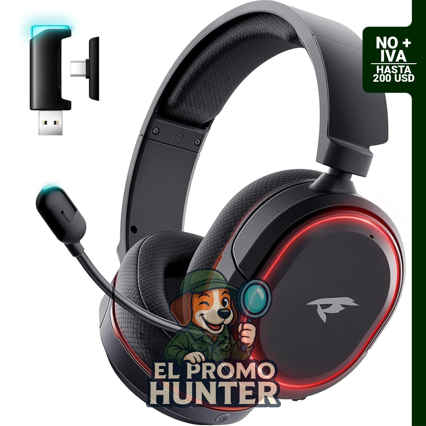 Auriculares Valorise inalámbricos para juegos, sonido envolvente 7.1, Bluetooth 5.4, micrófono con cancelación de ruido.