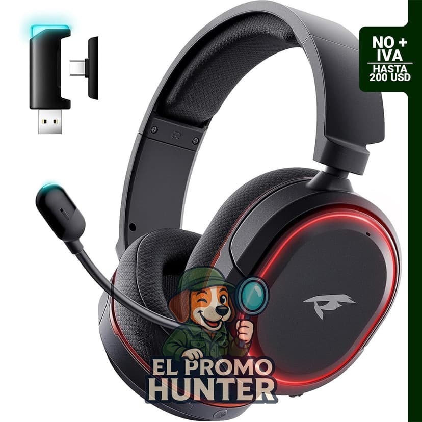 Auriculares Valorise inalámbricos para juegos, sonido envolvente 7.1, Bluetooth 5.4, micrófono con cancelación de ruido.