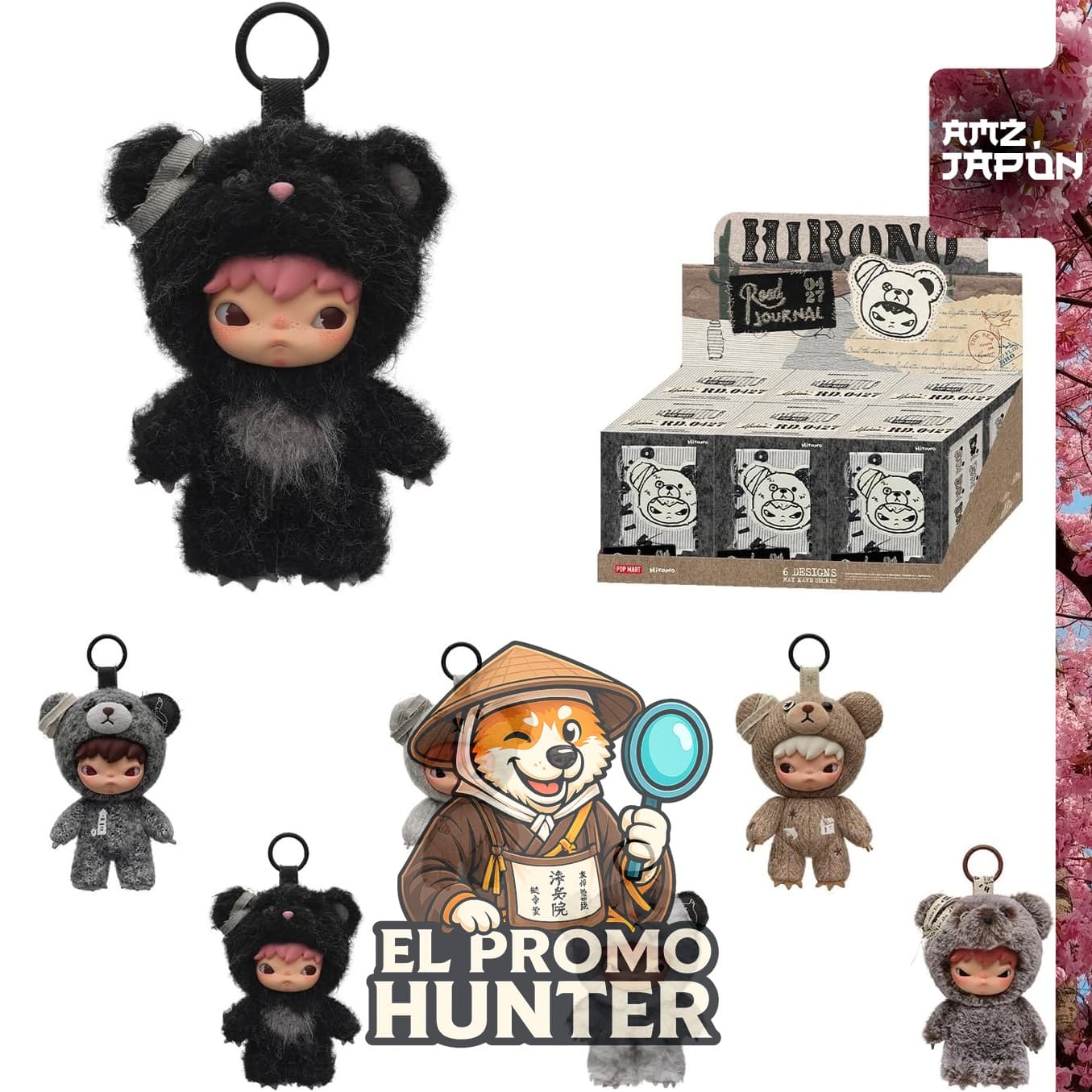 Hirono Road Journal Series Plush Pendant, figura de peluche de 1 pieza.