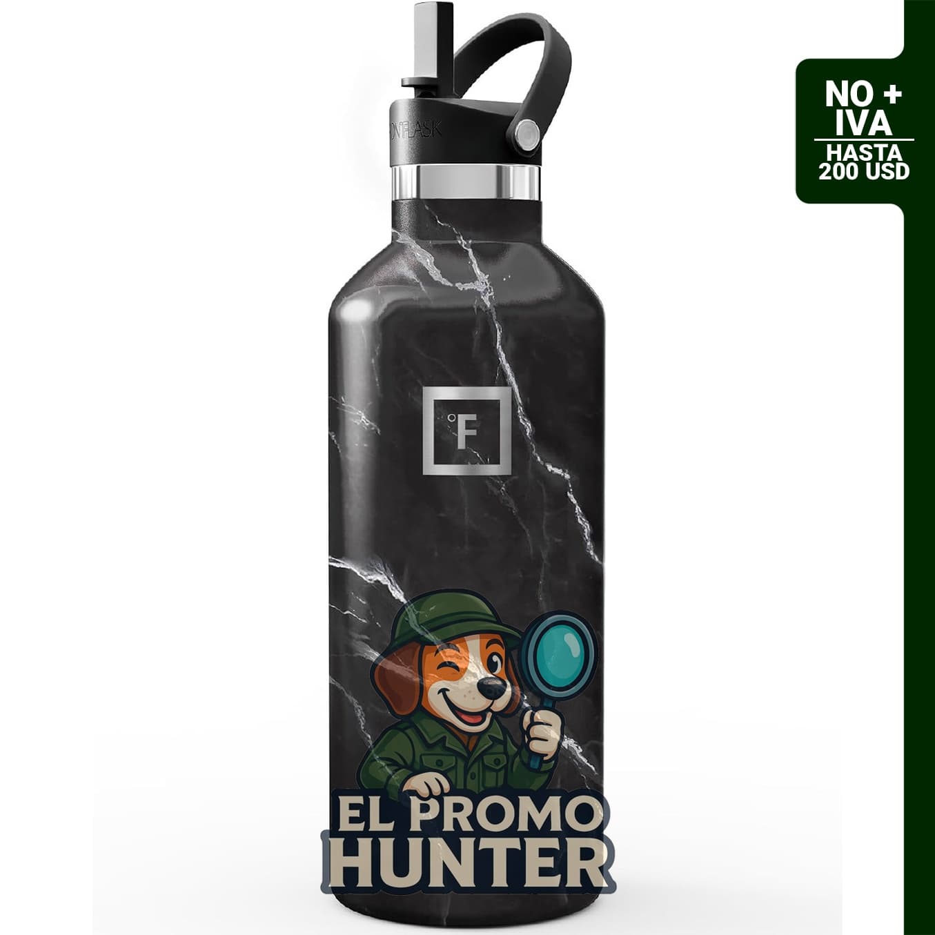 IRON °FLASK Botella de agua de boca estrecha de 32 oz (946 ml) con pajita.