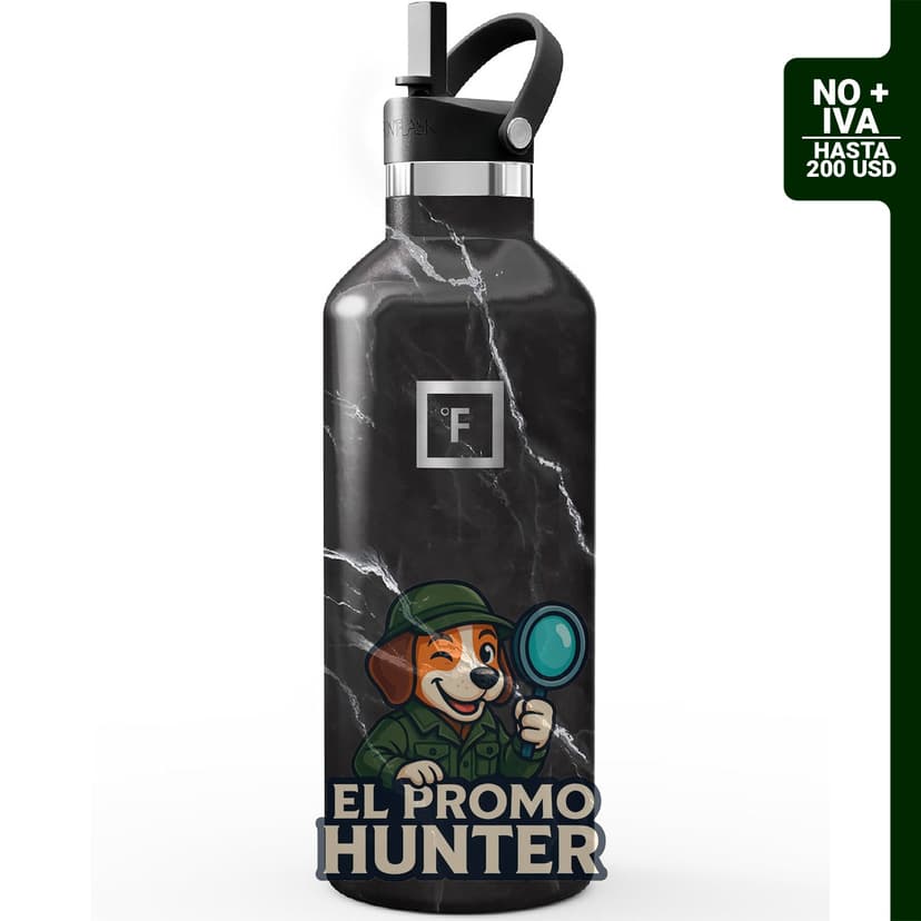 IRON °FLASK Botella de agua de boca estrecha de 32 oz (946 ml) con pajita.