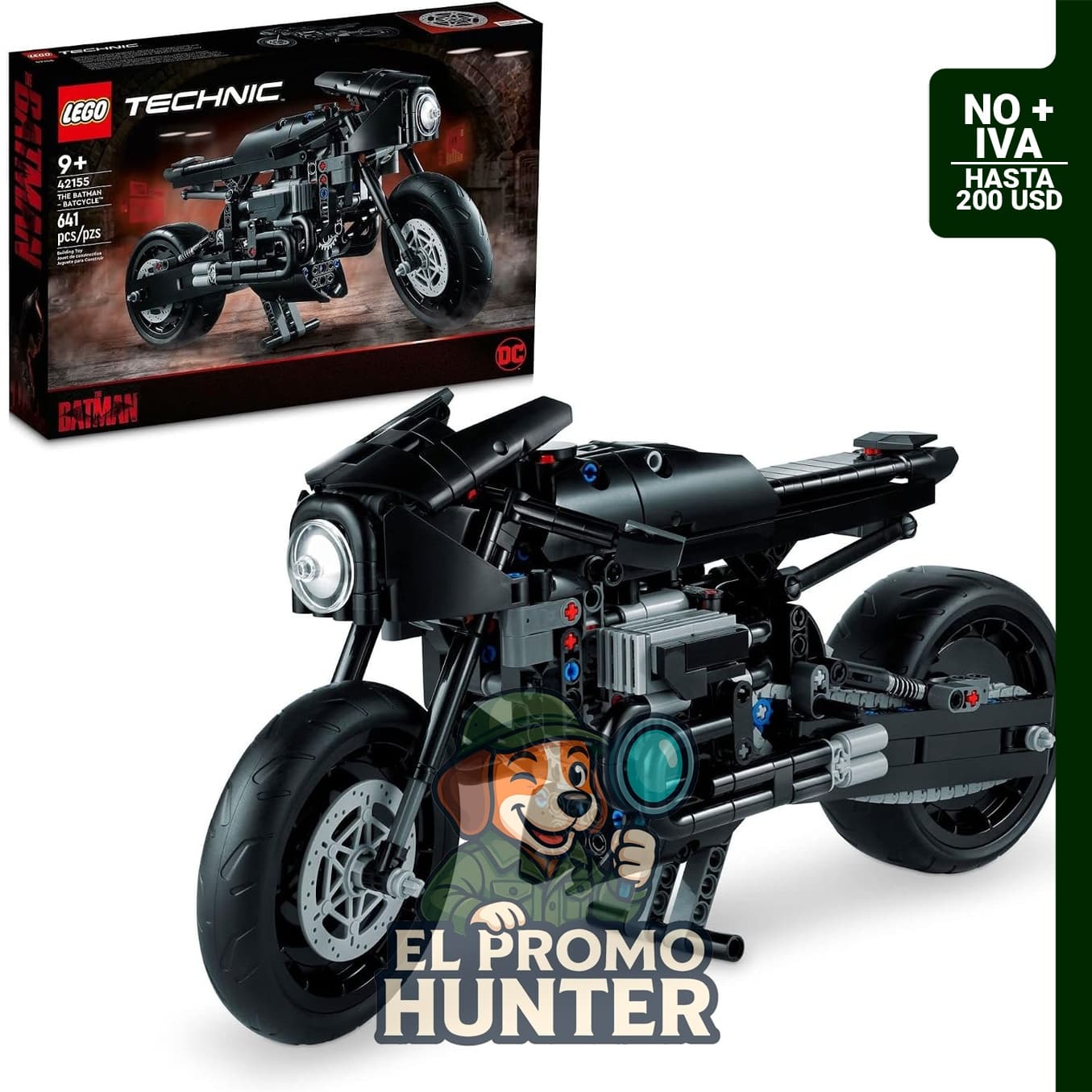 LEGO Technic The Batman – Set de BATCYCLE 42155, motocicleta de juguete coleccionable a escala.