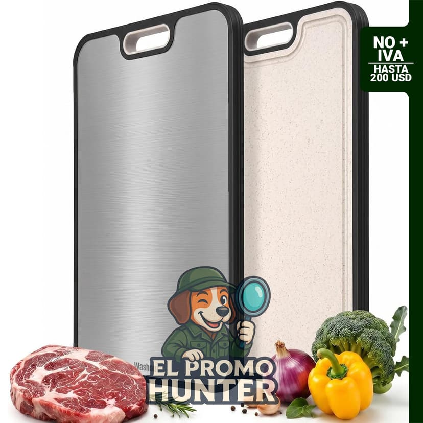 Tabla de cortar de titanio de grado alimenticio, doble cara, antideslizante, 15 x 10 pulgadas.