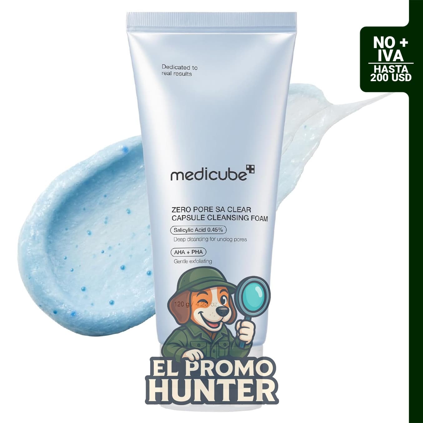 medicube Limpiador profundo facial Zero Pore Clear Blue Capsule, 4.23 oz.