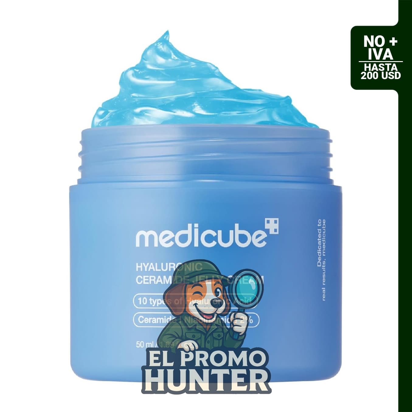 medicube Crema en Gel Hidratante de Ácido Hialurónico, formulada para todo tipo de piel con ingredientes como ceramidas y péptidos.
