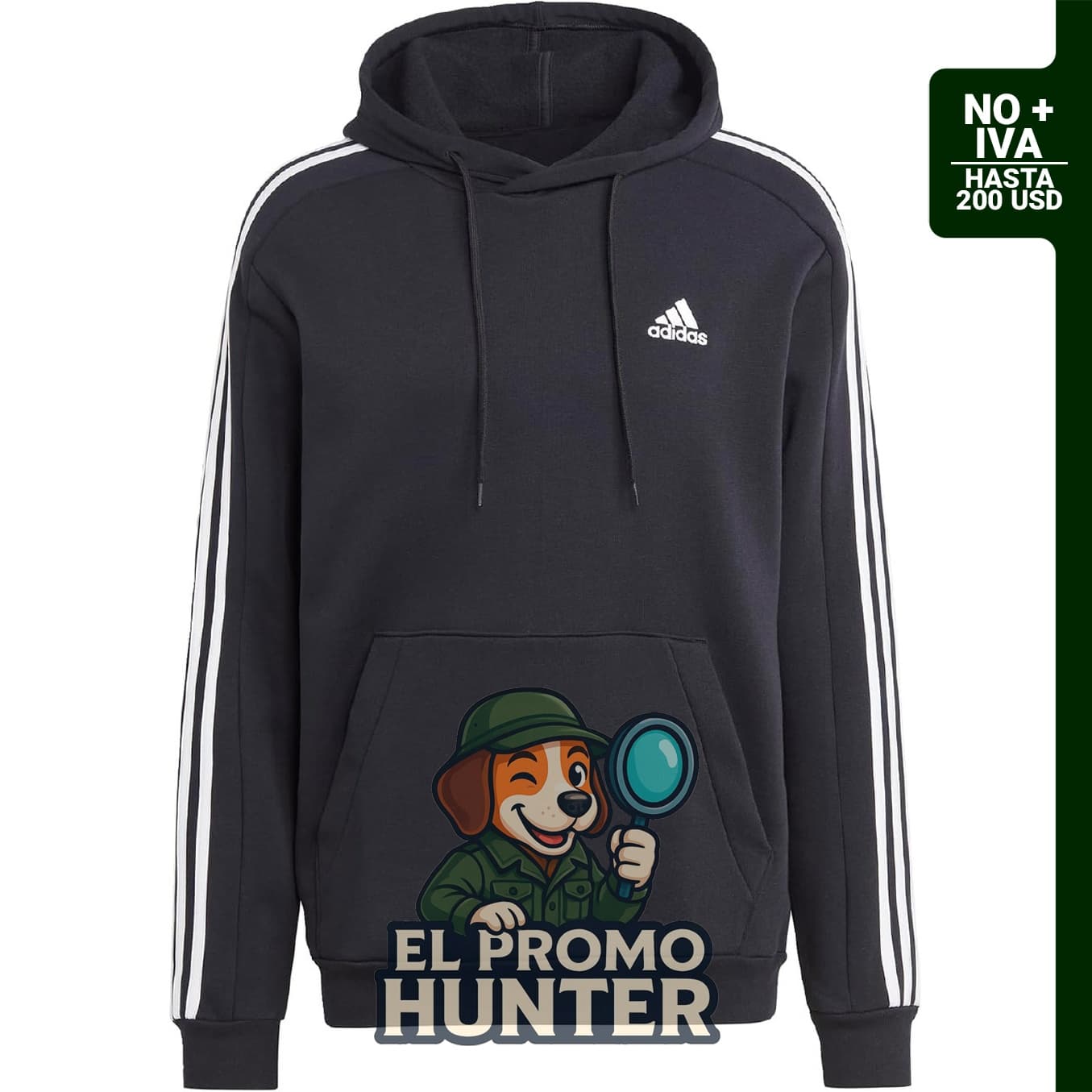 adidas Essentials Sudadera con capucha y 3 rayas para hombre.