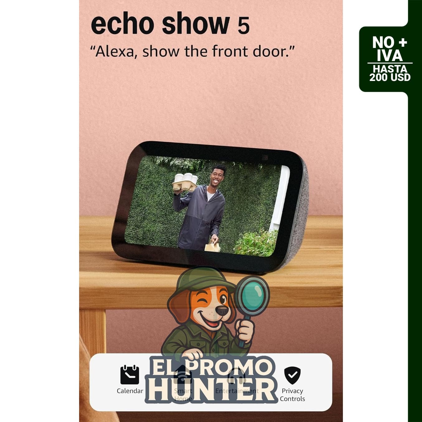 Amazon Echo Show 5, pantalla inteligente con sonido claro y 2x bajo.
