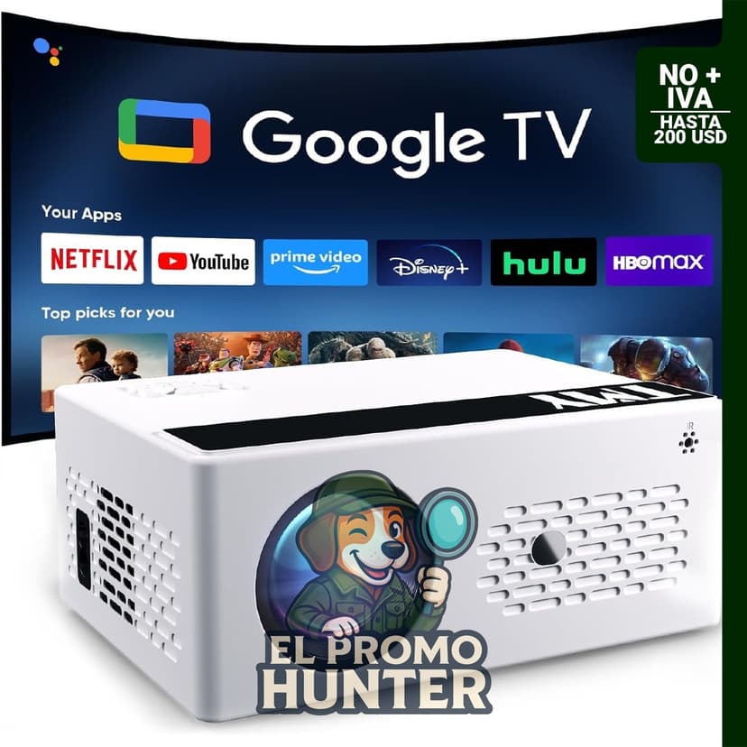 TMY Proyector inteligente con Google TV integrado, cine en casa nativo.