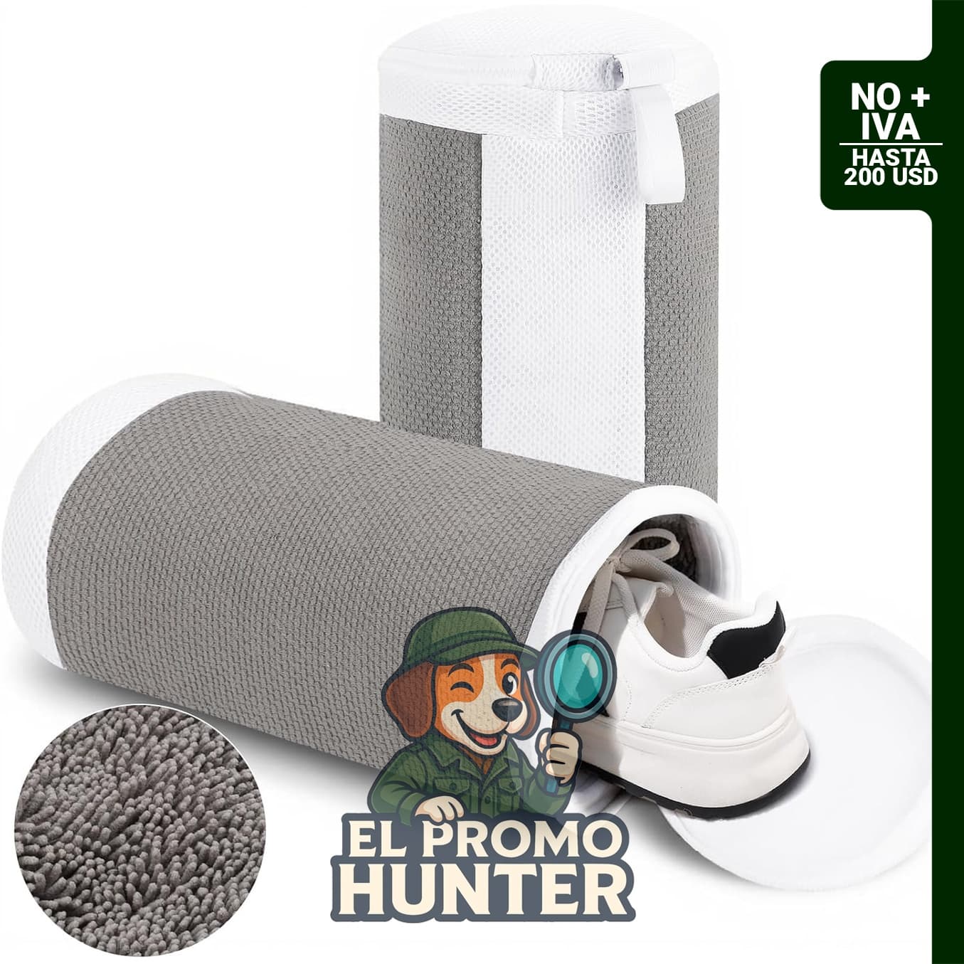 Dntorx 2 bolsas para lavadora de zapatos, gris, aptas para lavadora y secadora.