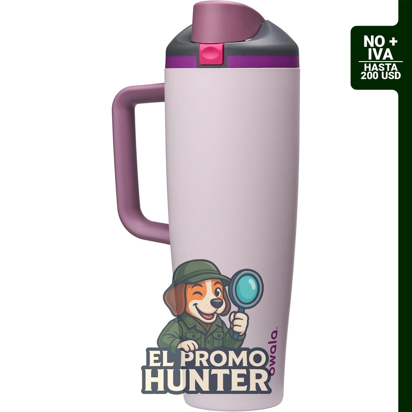 Owala FreeSip Tumbler, botella de agua aislada de acero inoxidable de 40 onzas con popote y asa lateral.