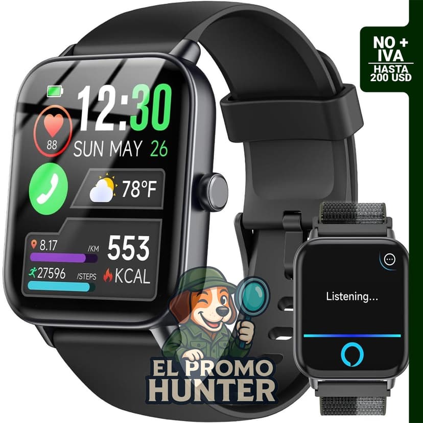 Reloj inteligente de 1.8 pulgadas, compatible con Android e iPhone, impermeabilidad IP68.