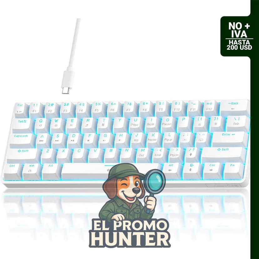 TMKB Teclado Mecánico para Juegos 60%, interruptor lineal rojo, retroiluminación LED, 61 teclas.