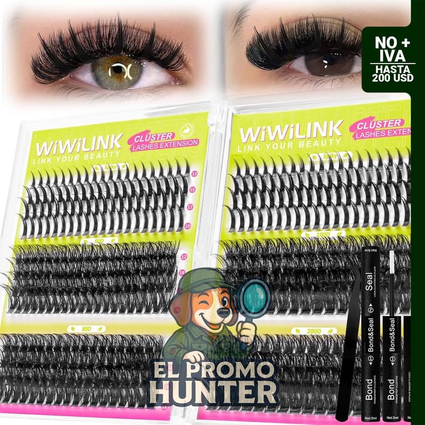Kit de racimos de pestañas 60D+80D+100D+200D, incluye 456 unidades de pestañas individuales de rizado D.