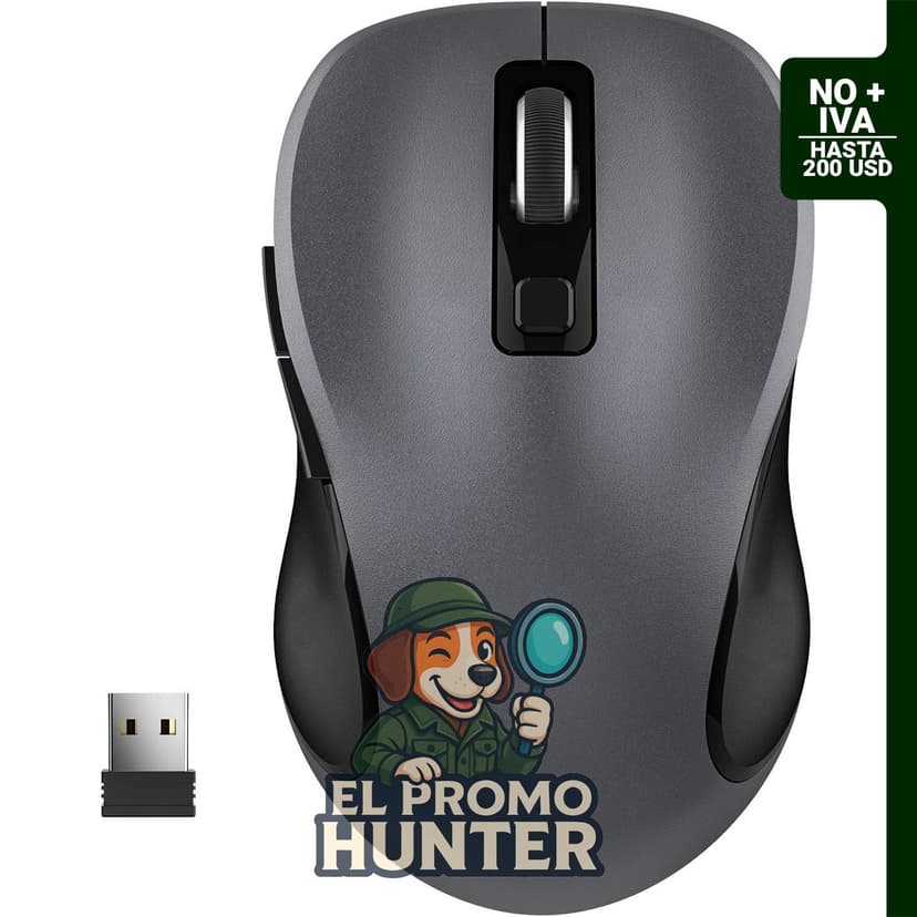 WisFox Mouse inalámbrico de 2.4G, ergonómico, con receptor USB y 3 niveles ajustables.