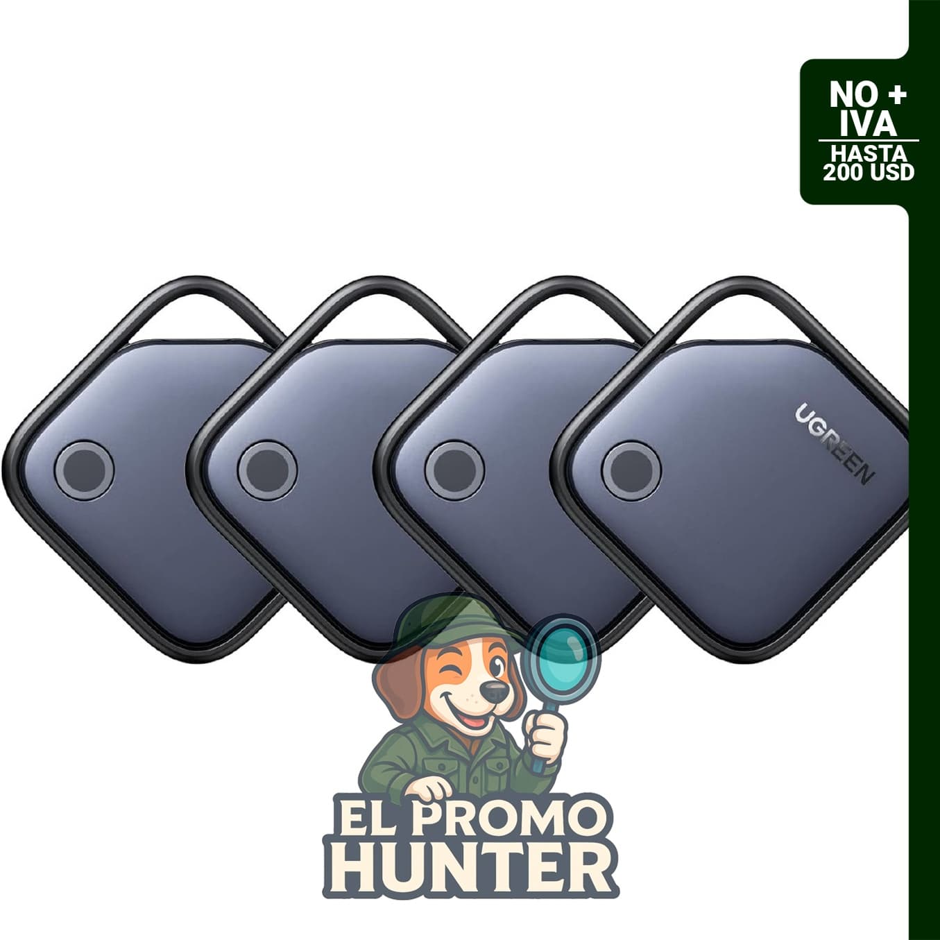 UGREEN FineTrack Air Tracker, paquete de 4 etiquetas para búsqueda de artículos, compatible solo con iOS.