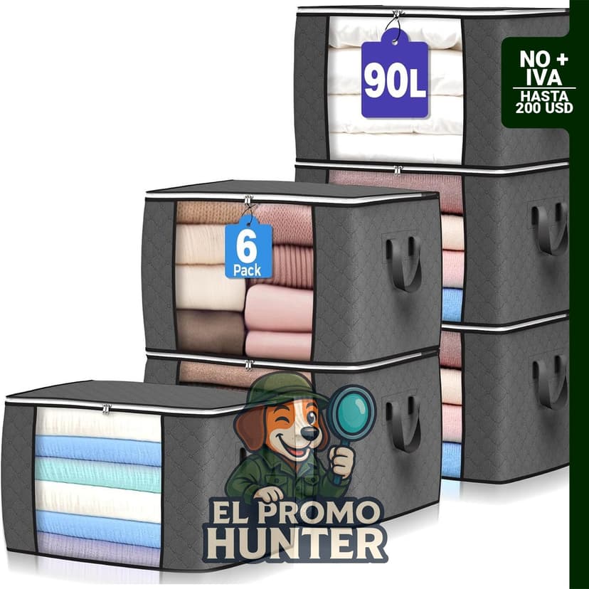 HJIMOPH4 Bolsas de almacenamiento grandes de 90 L, paquete de 6 contenedores.