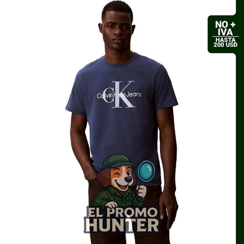 Camiseta de cuello redondo Calvin Klein con logotipo de monograma para caballero.