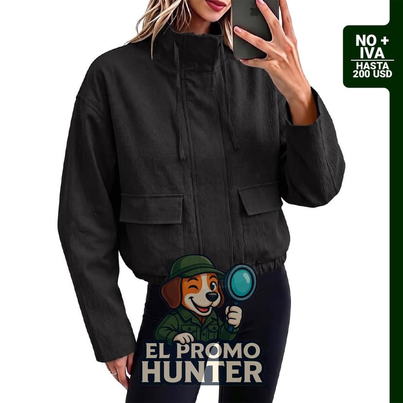 Fisoew chaquetas cortas para mujer, abrigos ligeros de otoño con bolsillos.